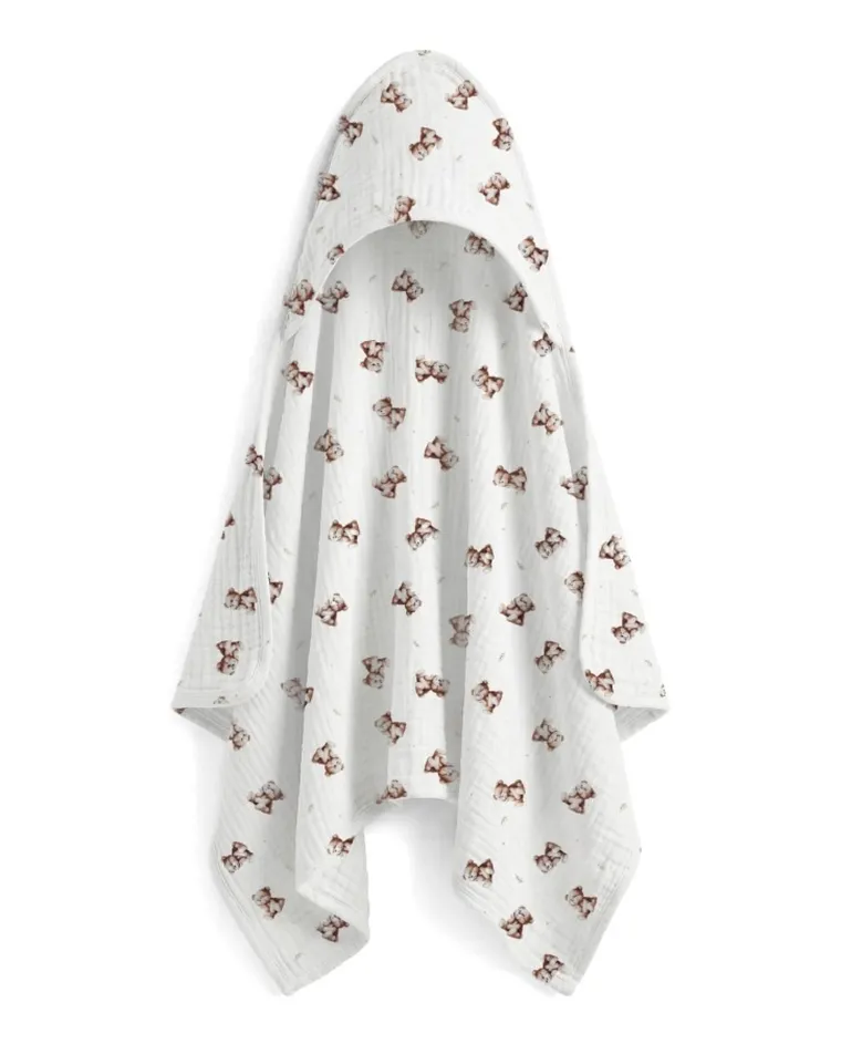 Albero Mio, Vintage Teddy, halat de baie din muselina, 80-80 cm