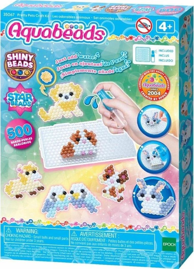 Aquabeads, Animale, set creativ cu margele de apa, 500 piese, 35067