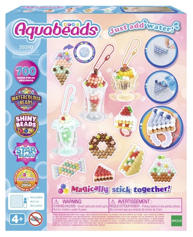 Aquabeads, Dulciuri delicioase, margele de apa, set creativ, 700 elemente, 35090
