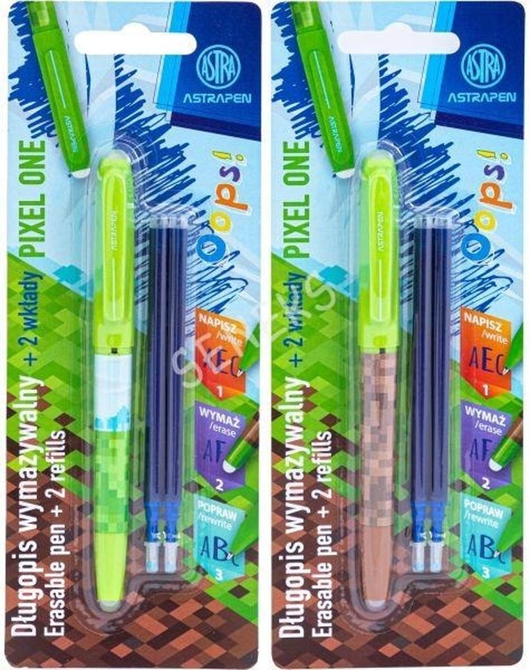 Astra, Astrapen, Oops, pix cu cerneala care se sterge + 2 rezerva albastru, Pixel One, 0,6 mm