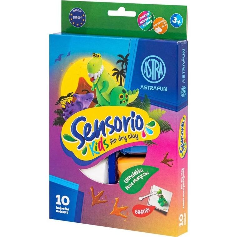 Astra, plastilina, masa plastica usoara, dinozauri, 10 culori