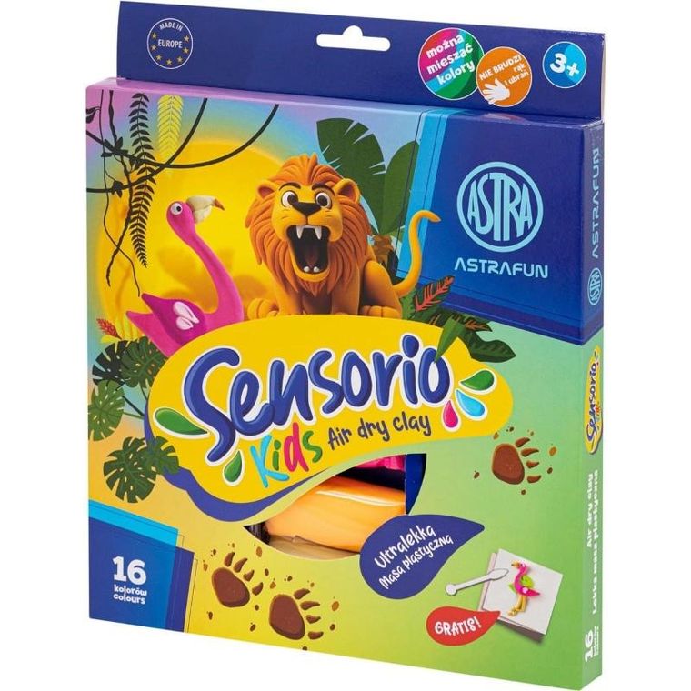 Astra, Sensorio Kids, plastilina, masa plastica usoara, jungla, 16 culori