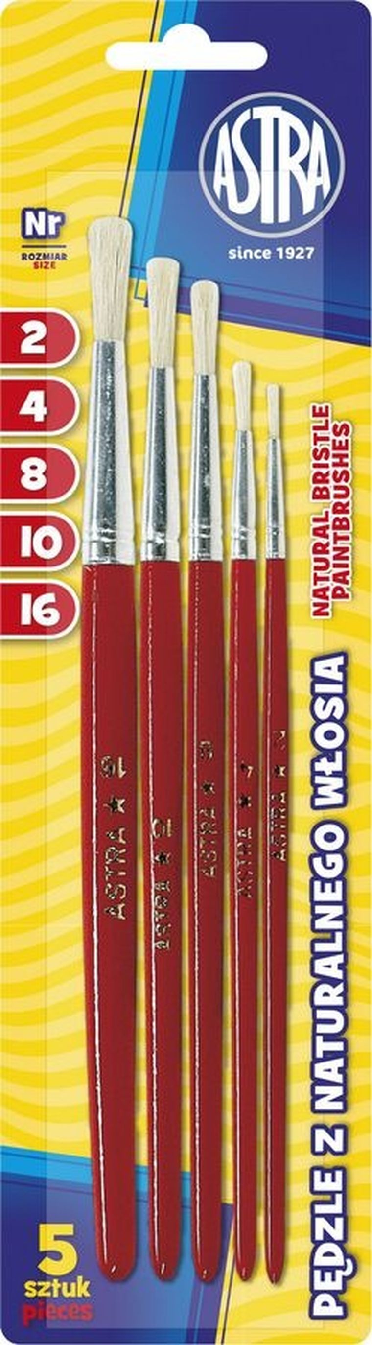 Astra, set de pensule, marime 2/4/8/10/16, 5 buc.