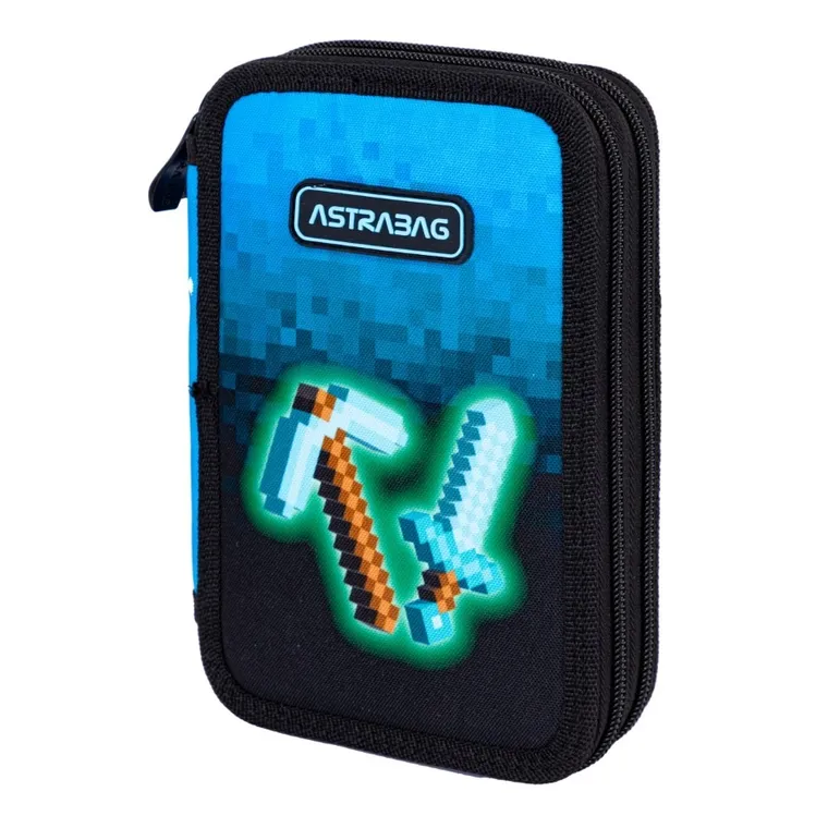 Astrabag, penar cu 2 compartimente, cu rechizite scolare, Blue Pixel