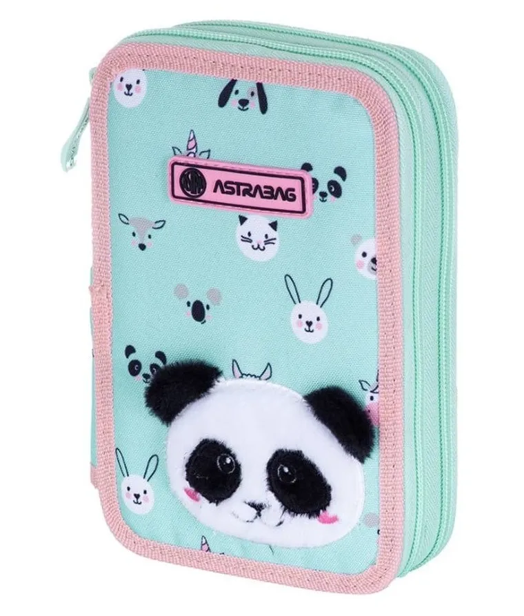 Astrabag, penar dublu cu rechizite scolare, Teddy Panda