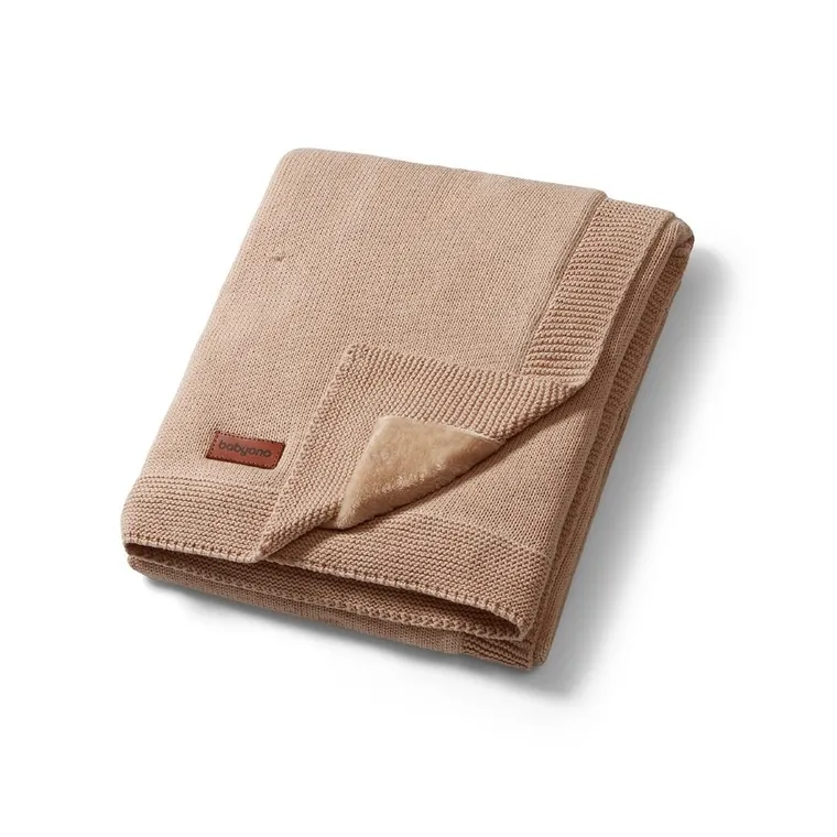 BabyOno, Patura din bumbac cu captuseala din flanela, bej inchis, 75-100 cm