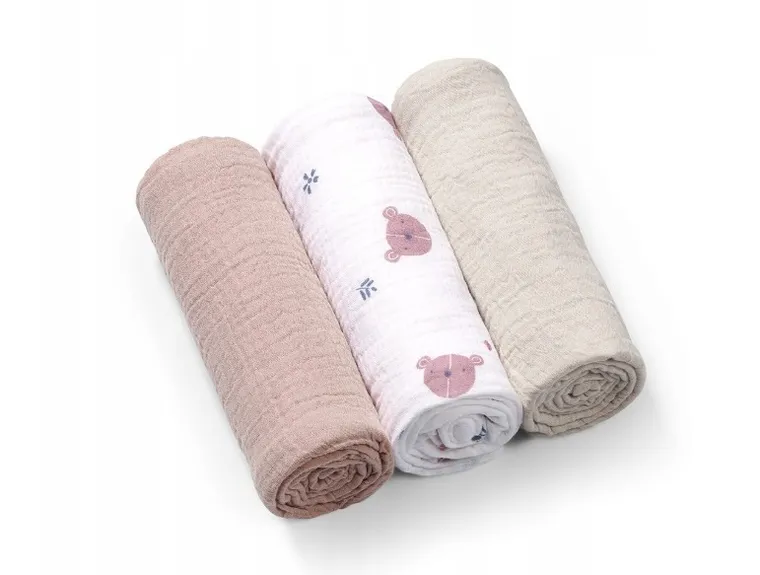 BabyOno, Scutecele din muselina sifonata, gri, 70-70 cm, 3 buc.