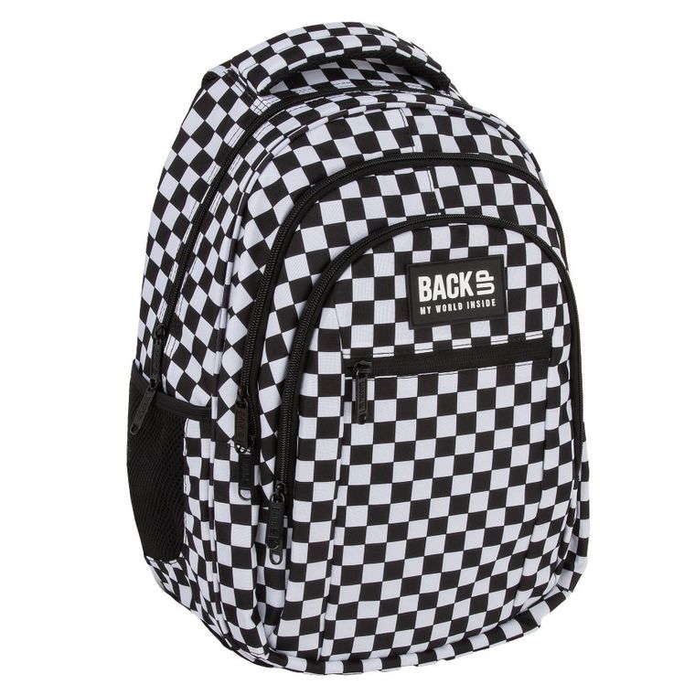 BackUp, rucsac pentru scoala, cu 3 compartimente, Carouri