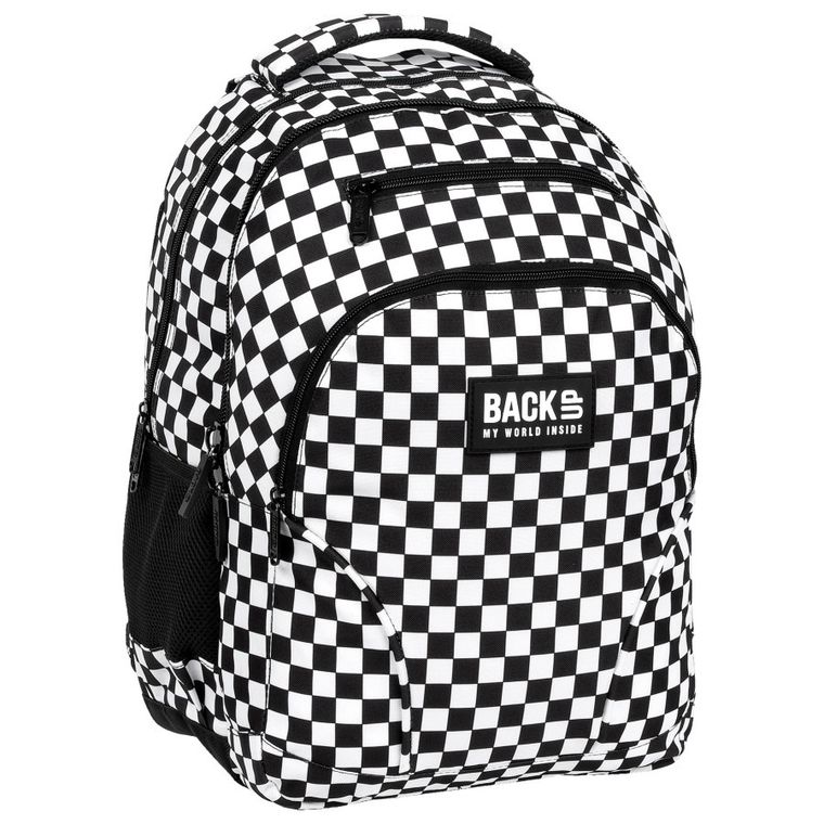 BackUp, rucsac pentru scoala, cu 3 compartimente, Carouri