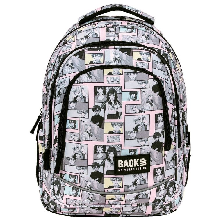BackUp, rucsac pentru scoala, cu 3 compartimente, Manga Pastel