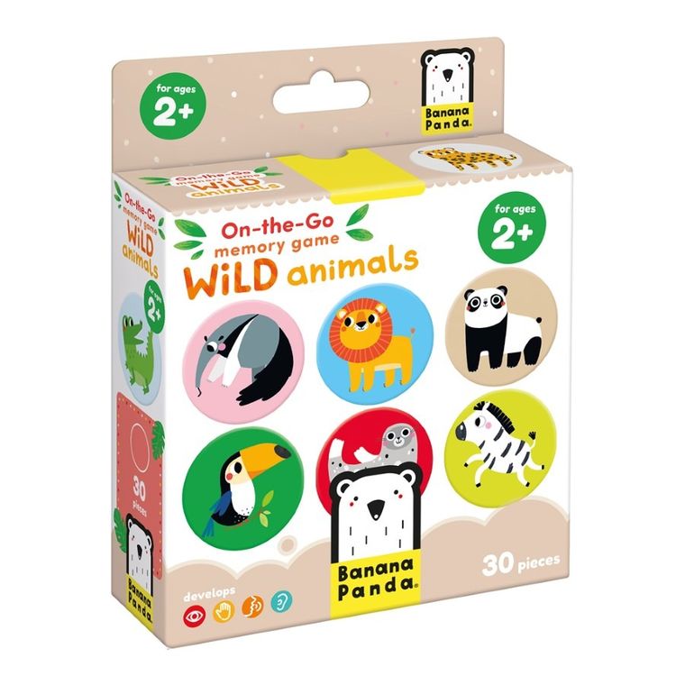 Banana Panda, On-the-Go, Animale Salbatice, joc de memorie, pentru varsta de 2+, 30 piese
