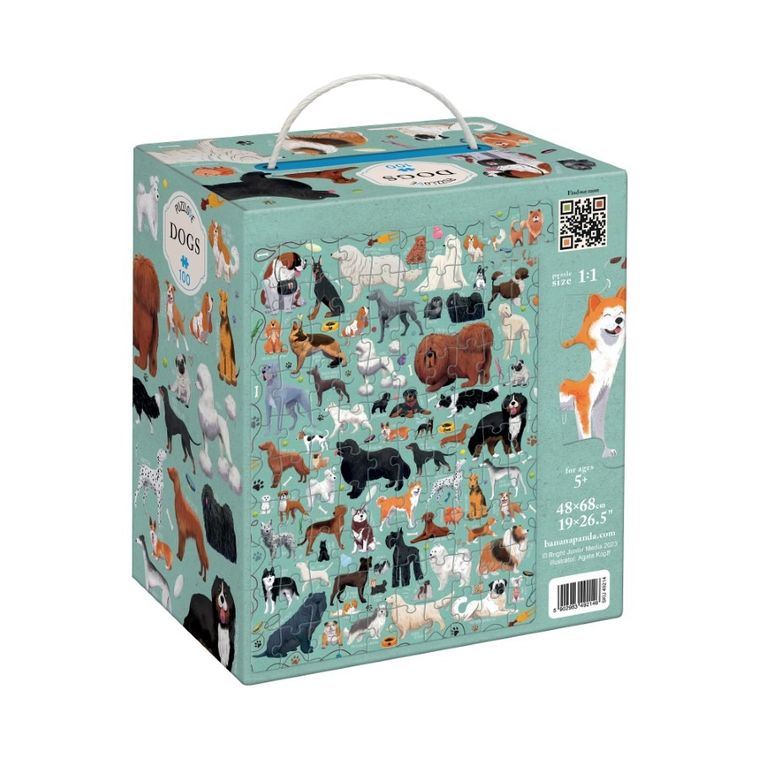 Banana Panda, Puzzlove Caini, puzzle pentru familie, pentru varsta de 5+, 100 piese