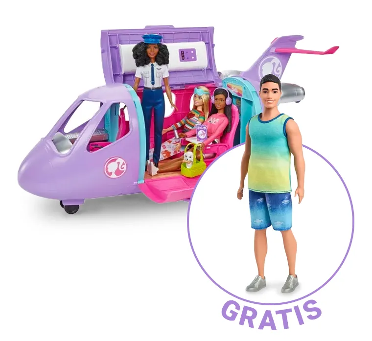 Barbie, Airplane Adventures, set cu papusa si cu avionul + papusa Ken GRATUIT, set promotional