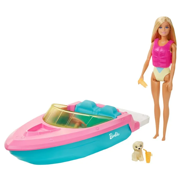 Barbie, Barca cu motor, set de joaca cu papusa