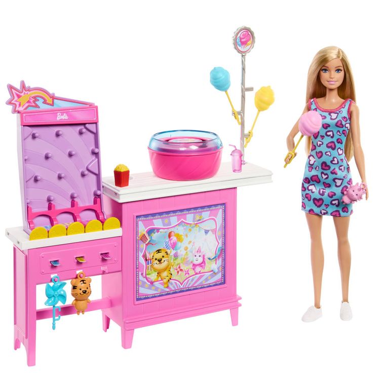 Barbie, Beach Detectives, Treats and Games Booth, set cu papusa si accesorii