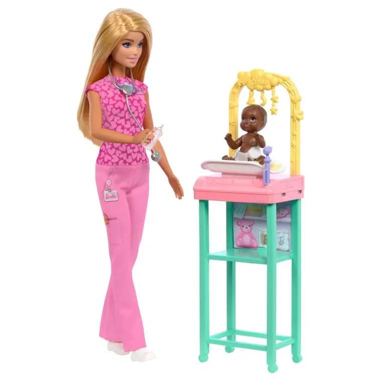 Barbie, Cariera, Doctorita pediatru, set de joaca cu 2 papusi si accesorii