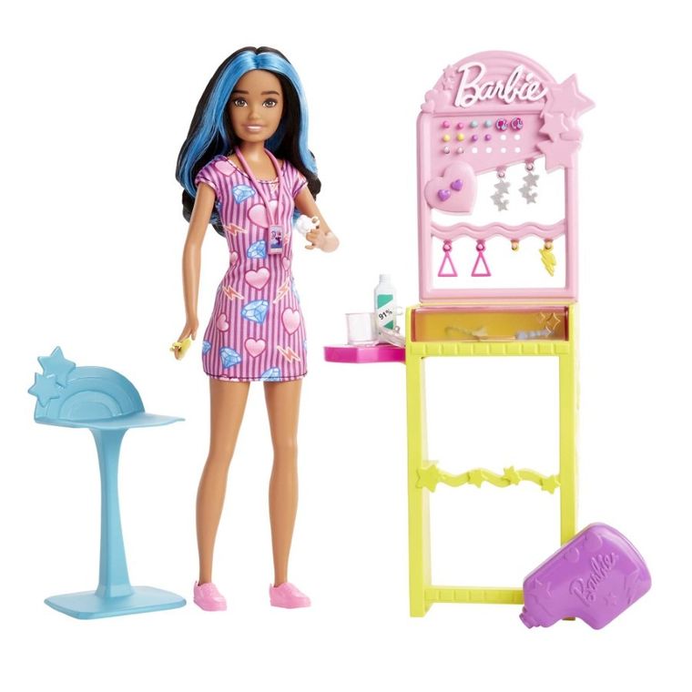 Barbie, Ear Piercing Studio, set cu papusa Skipper si accesorii