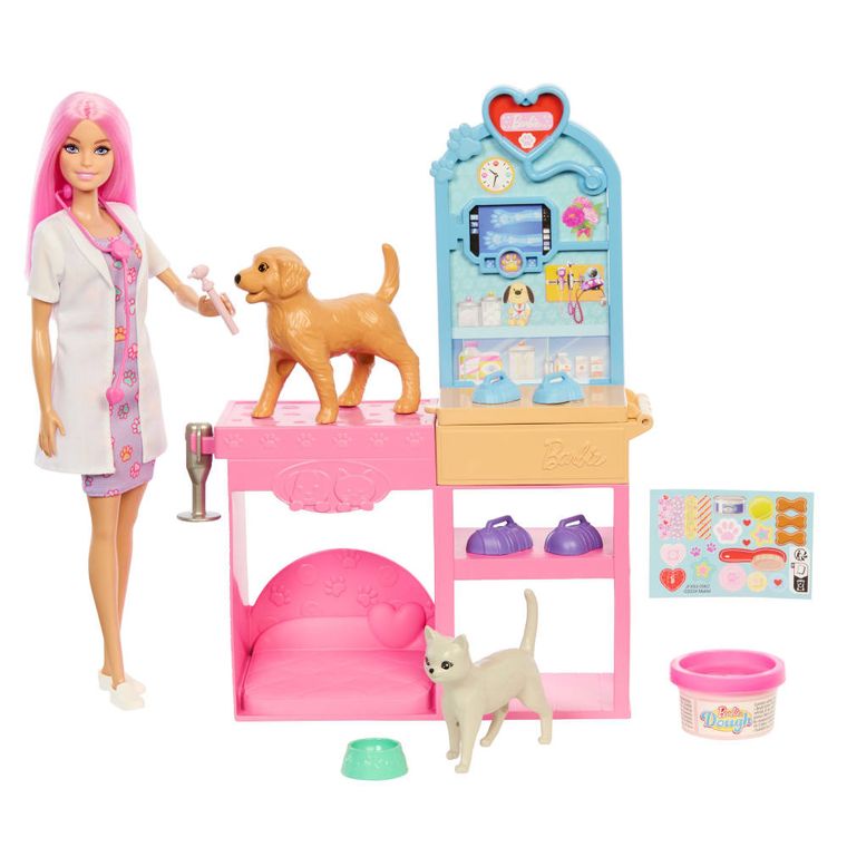 Barbie, Fast Cast Veterinarian Clinic, set de joaca cu papusa