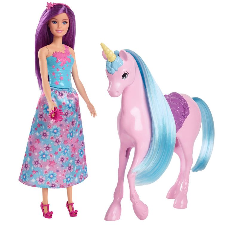 Barbie, Papusa si unicorn, set de joaca