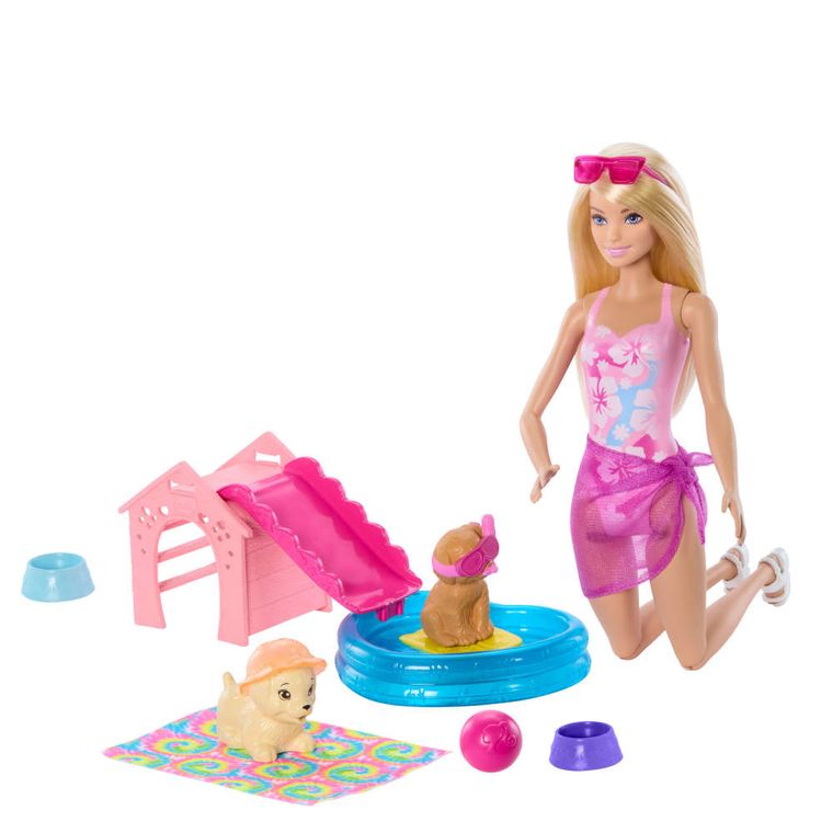 Barbie, Puppy Pool Party, set de joaca cu papusa
