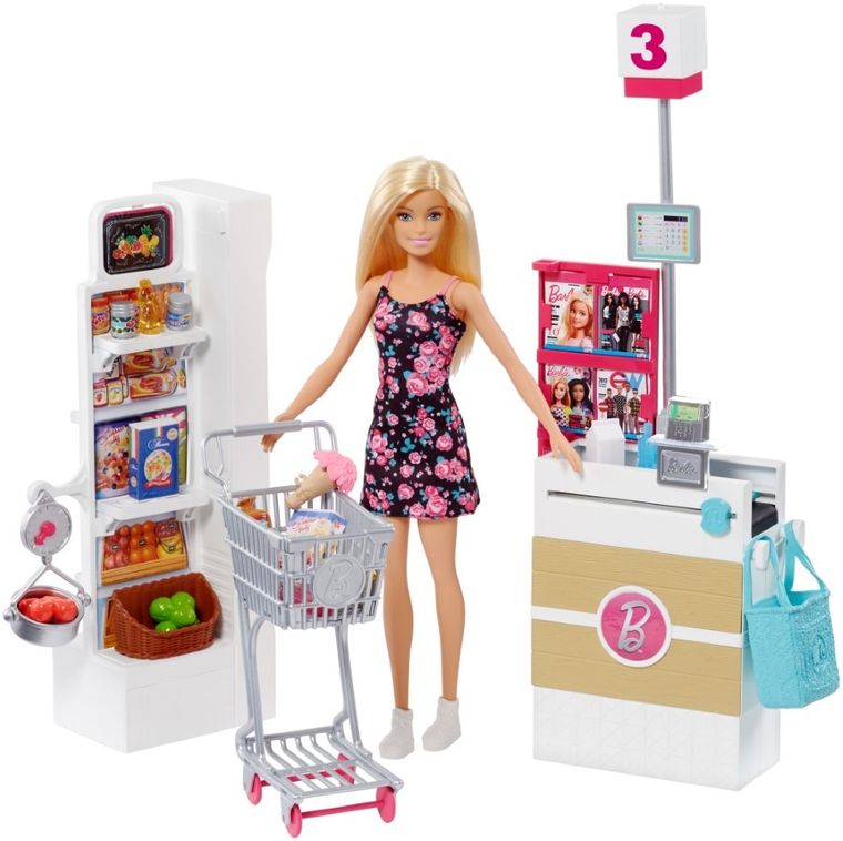 Barbie, Supermarket, set cu papusa si accesorii