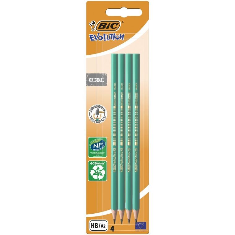 Bic, Evolution Original, 650 HB, creion fara radiera, 4 buc.