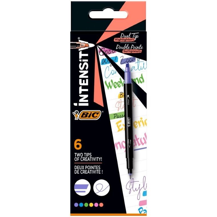Bic, Intensity Dual Tip Highlighter, marker evidentiator, 6 buc.