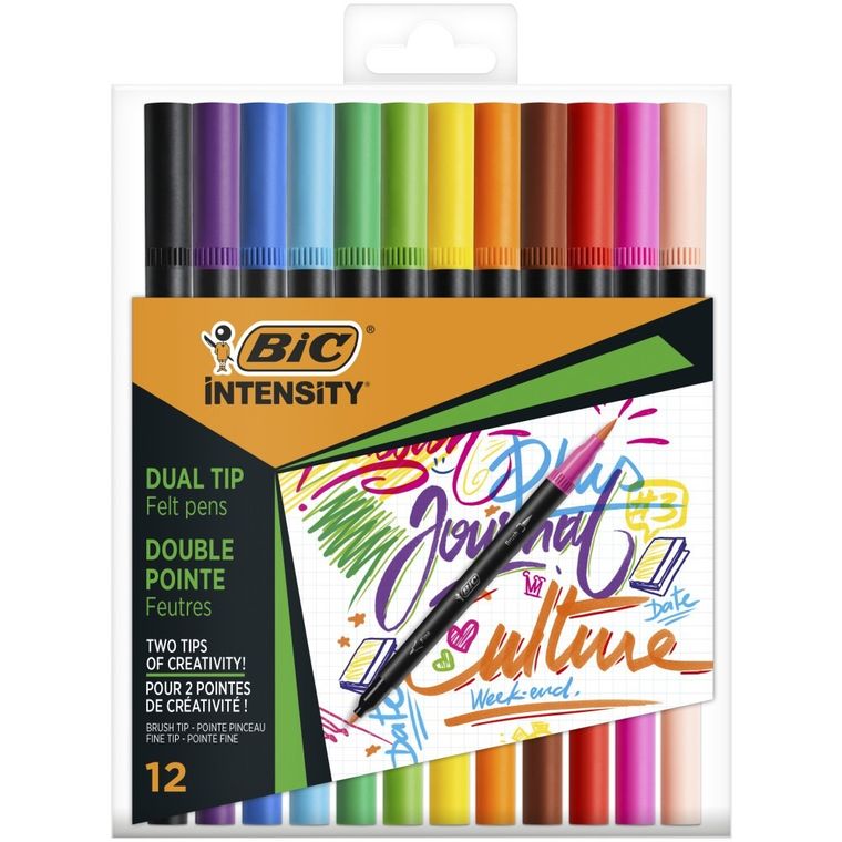Bic, Intensity Dual Tip, marker dublu cu etui, 12 buc.