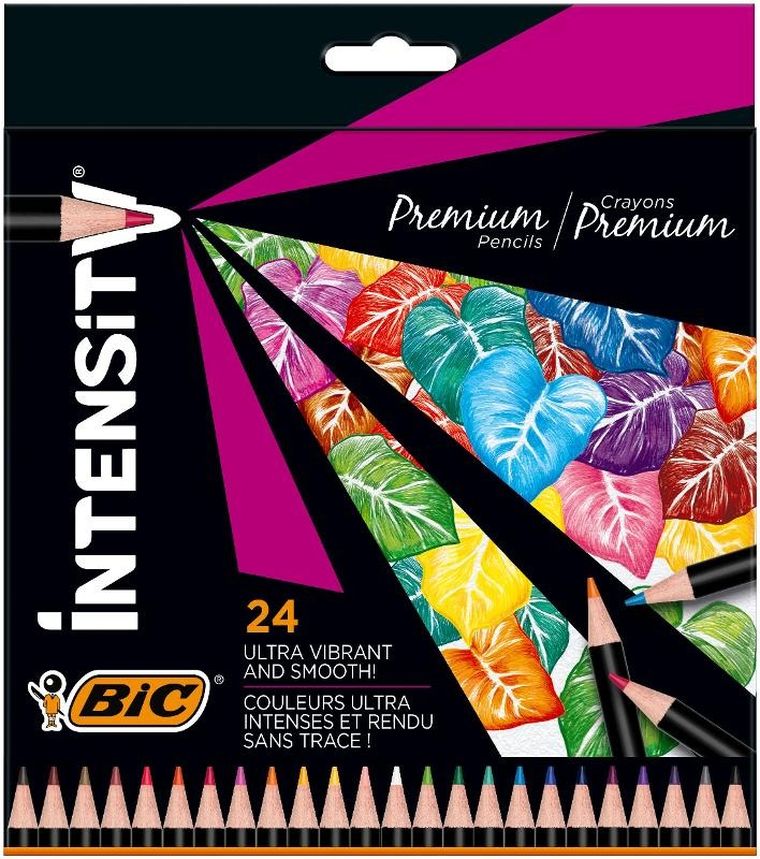 Bic, Intensity Premium, creioane colorate, 24 culori