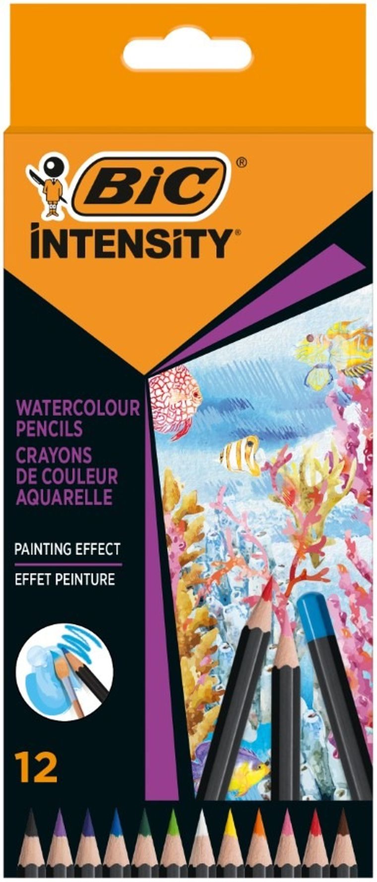 Bic, Intensity, Watercolour Pencils, creioane colorate acuarelabile premium, 12 culori
