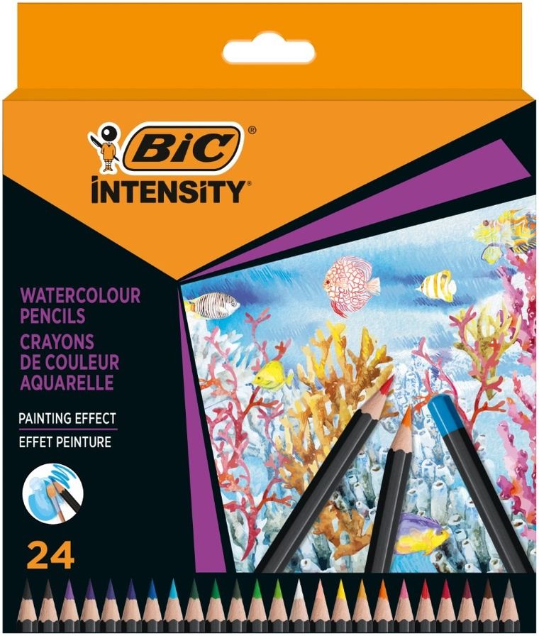 Bic, Intensity, Watercolour Pencils, creioane colorate acuarelabile premium, 24 culori