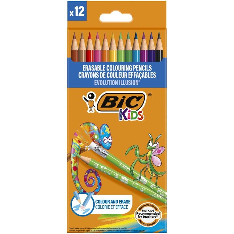 Bic, Kids, Evolution Illusion, creioane colorate, 12 buc.