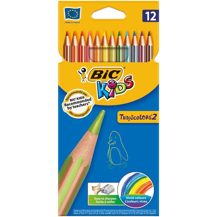 Bic, Kids, Tropicolors, creioane colorate, 12 buc.