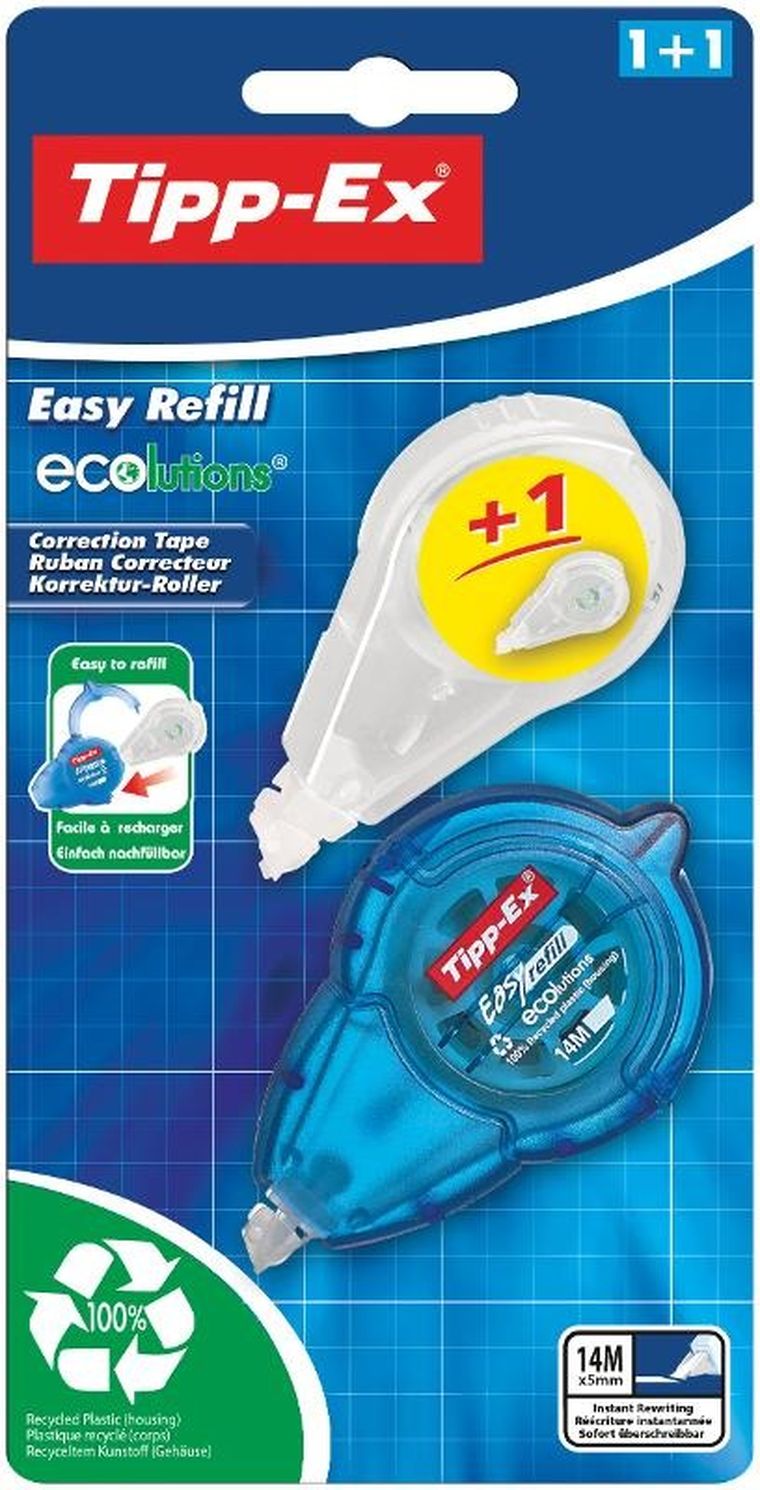 Bic, Tipp-Ex Easy Refill Ecolutions, corector pentru scoala si rezerva