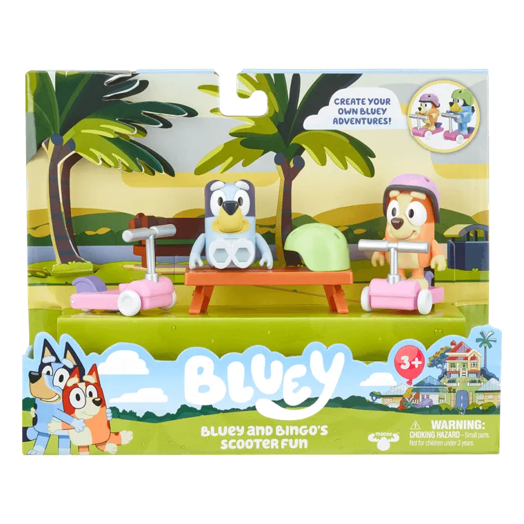 Bluey, Mersul pe trotineta, set cu figurine si accesorii