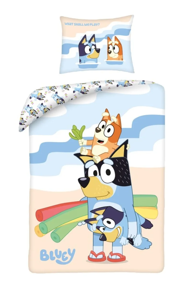 Bluey, set lenjerie de pat single, din bumbac, 140-200 cm
