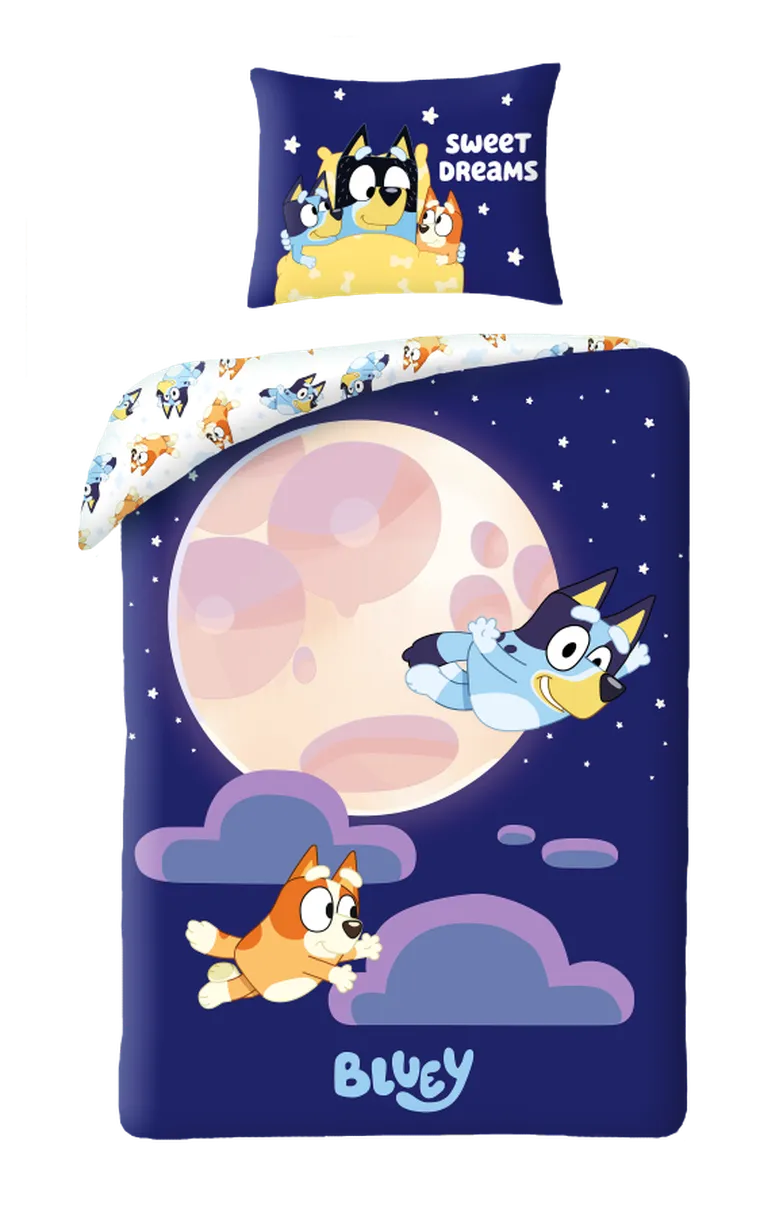 Bluey, set lenjerie de pat single, din bumbac, 140-200 cm