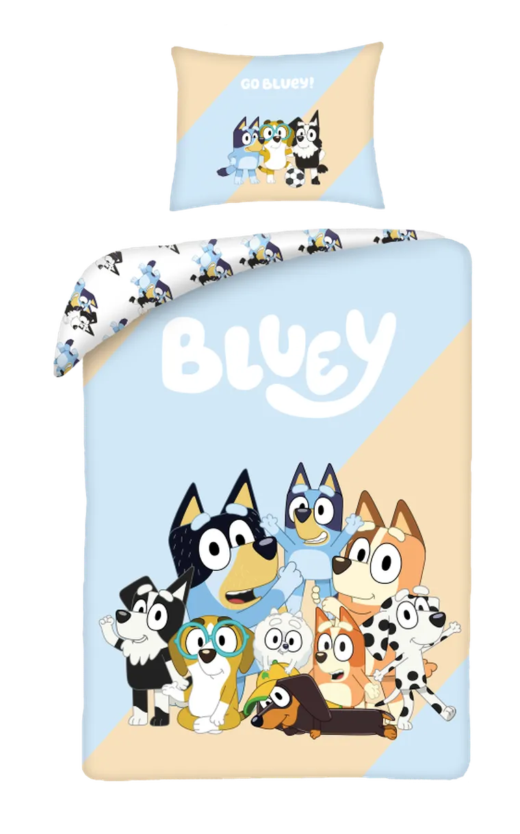 Bluey, set lenjerie de pat single, din bumbac, 160-200 cm