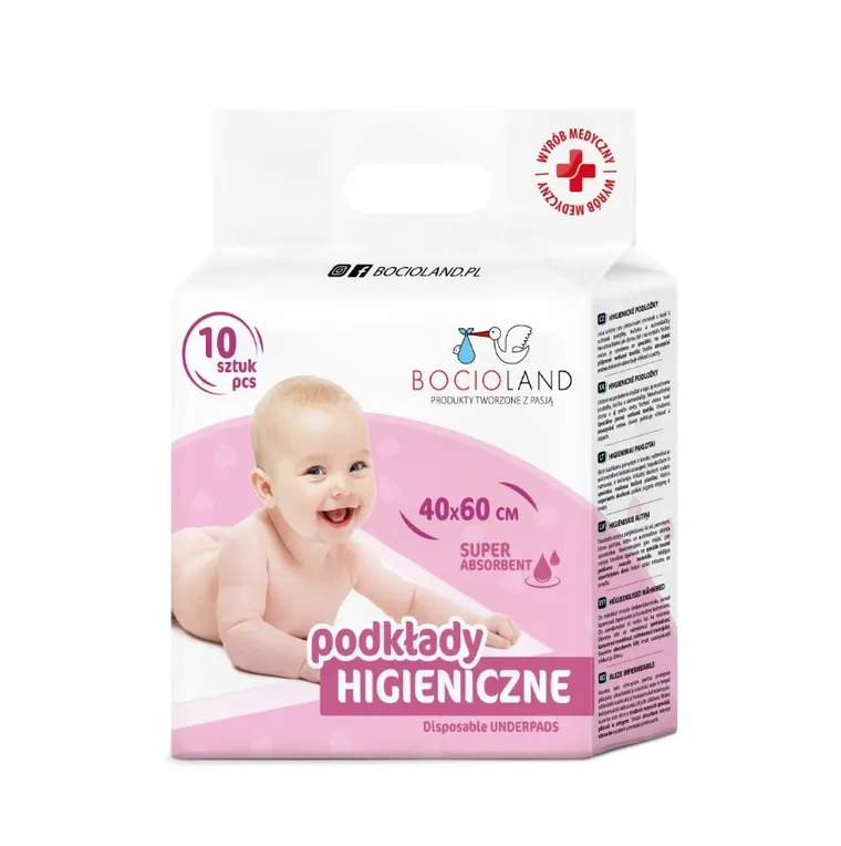 Bocioland, aleze igienice multifunctionale de unica folosinta, 40-60 cm, 10 buc.