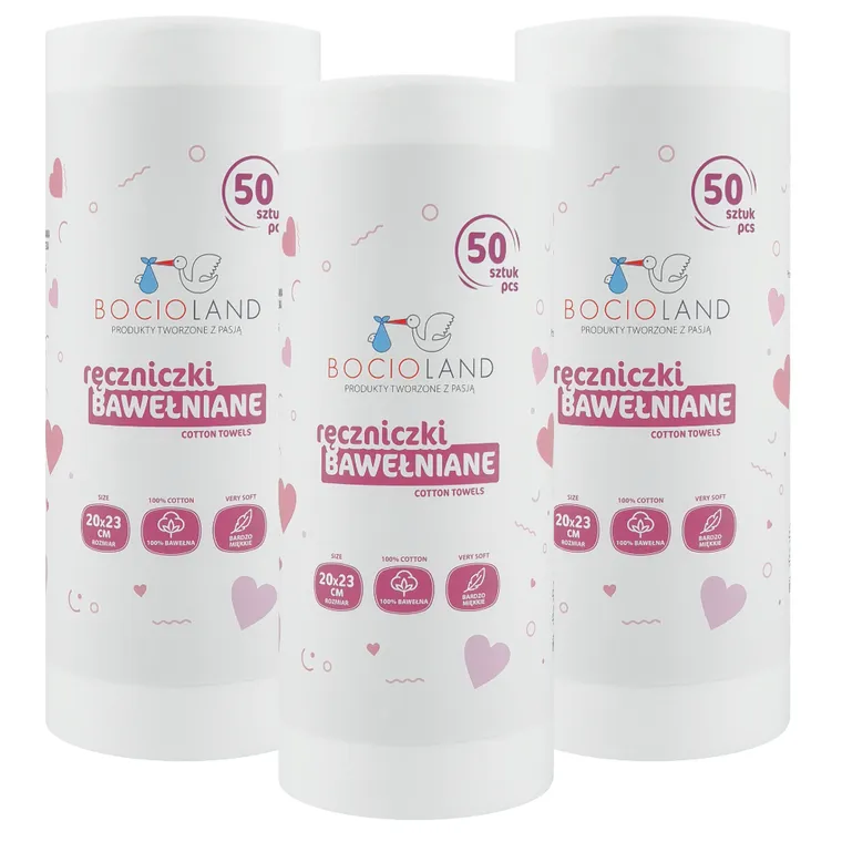 Bocioland, prosoape din bumbac, rola, 20-23 cm, 3-50 buc.