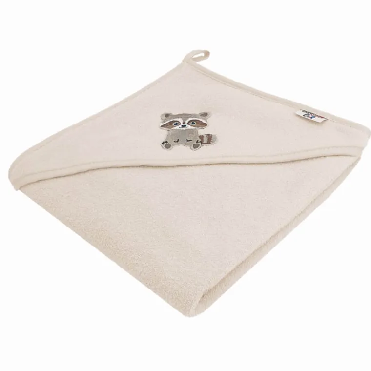 Bocioland, Raton, prosop de baie din bumbac cu gluga, 80-80 cm