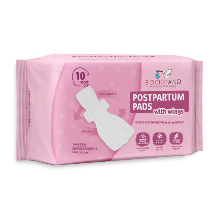 Bocioland, tampoane postnatale, super absorbante pentru zi si noapte, 10 buc.