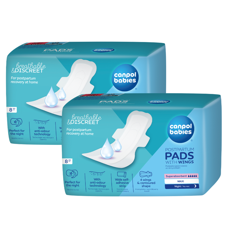 Canpol babies, absorbante postpartum cu aripioare, Night, 2-8 buc.