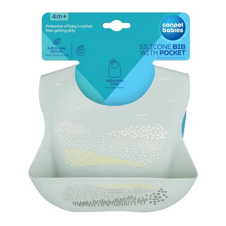 Canpol babies, baveta din silicon cu buzunar, verde