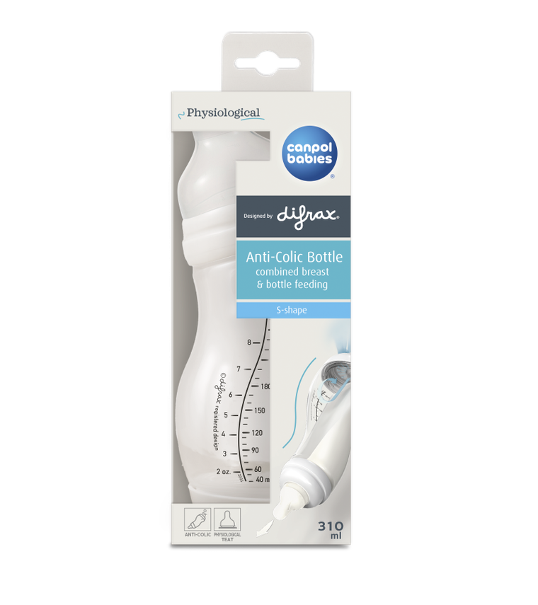 Canpol babies, biberon cu tetina anticolici S-Shape, 310 ml