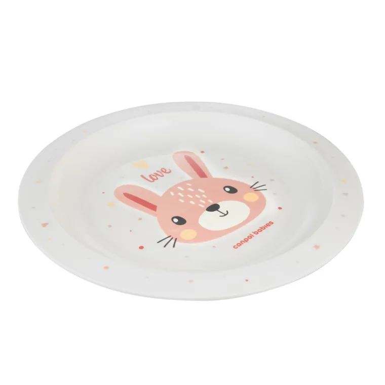 Canpol babies, Cute Animals, farfurie din plastic pentru copii, roz