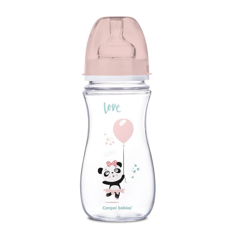 Canpol babies, EasyStart, biberon cu gatul larg, roz, 300 ml