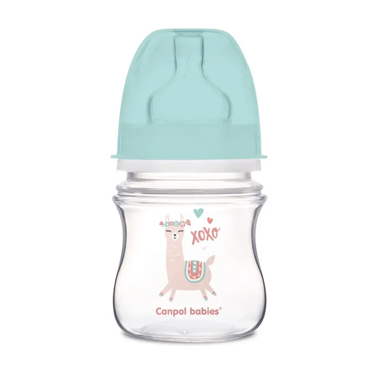 Canpol babies, EasyStart, Exotic Animals, biberon cu gatul larg, verde, 0m+, 120 ml