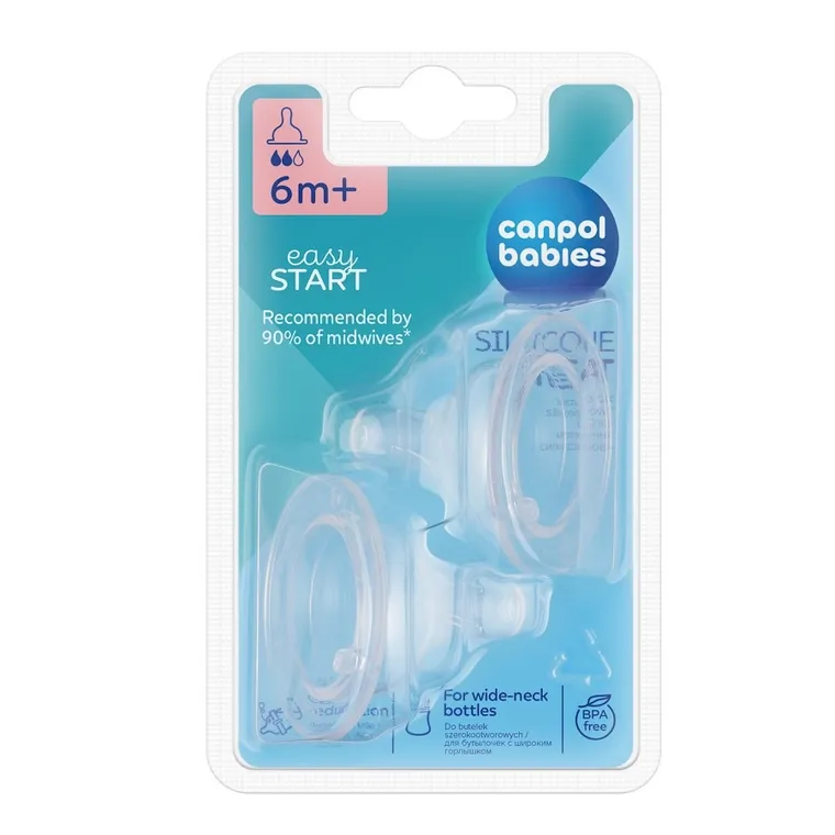 Canpol babies, EasyStart, tetina din silicon, curgere medie, gat larg, 2 buc.
