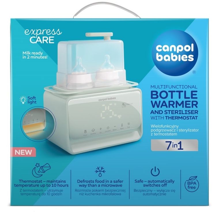 Canpol babies, incalzitor si sterilizator, 7 in 1, cu termostat si lampa